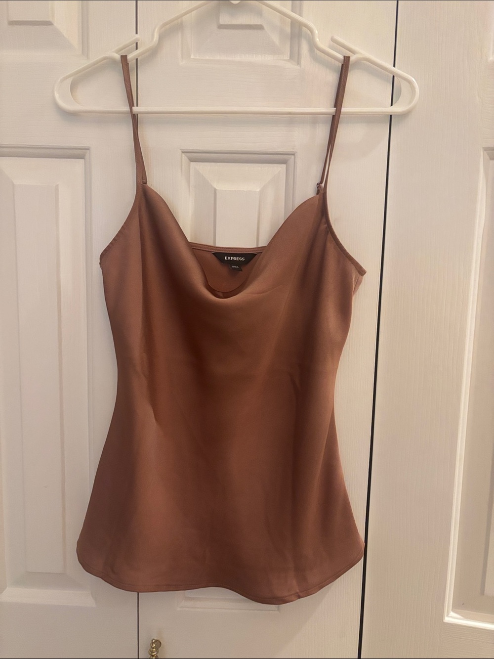 Express Brown Satin Cowl Neck Camisole